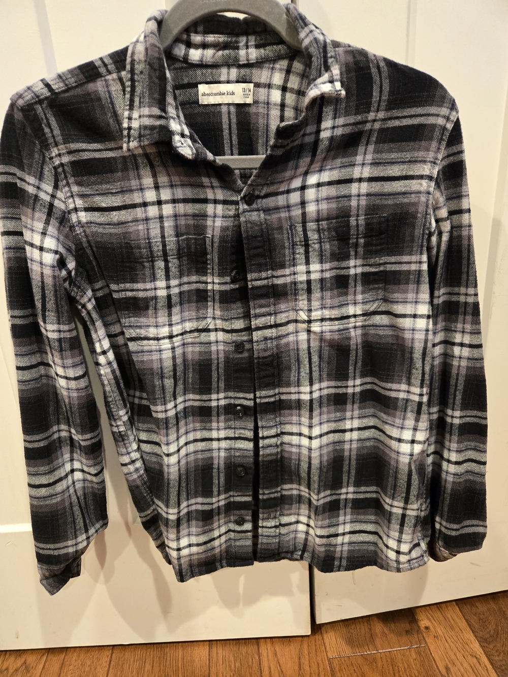 abercrombie kids Black, Gray and White Plaid Button-Down Shirt